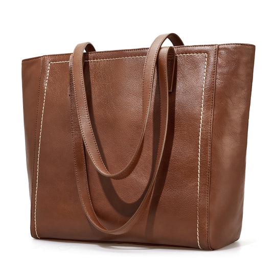 befen Vintage Genuine Leather Work Tote Bag