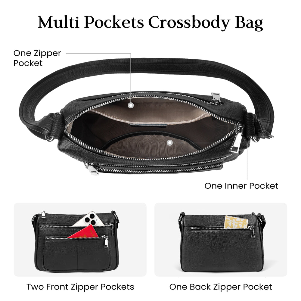 befen Shoulder Bags with Multi Zipper Pockets