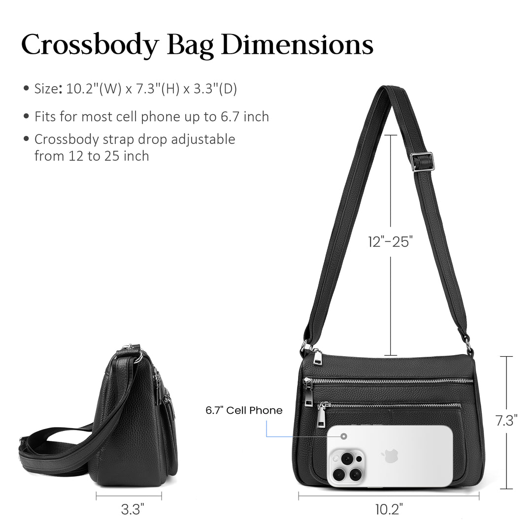 befen Shoulder Bags with Multi Zipper Pockets