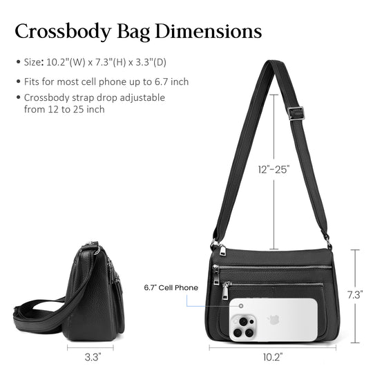 befen Shoulder Bags with Multi Zipper Pockets