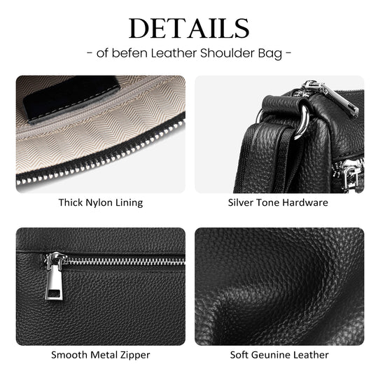 befen Shoulder Bags with Multi Zipper Pockets