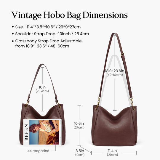 Befen Vintage Leather Hobo with 2 Straps