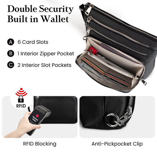 befen Anti-Theft Shoulder Purse in RFID Wallet