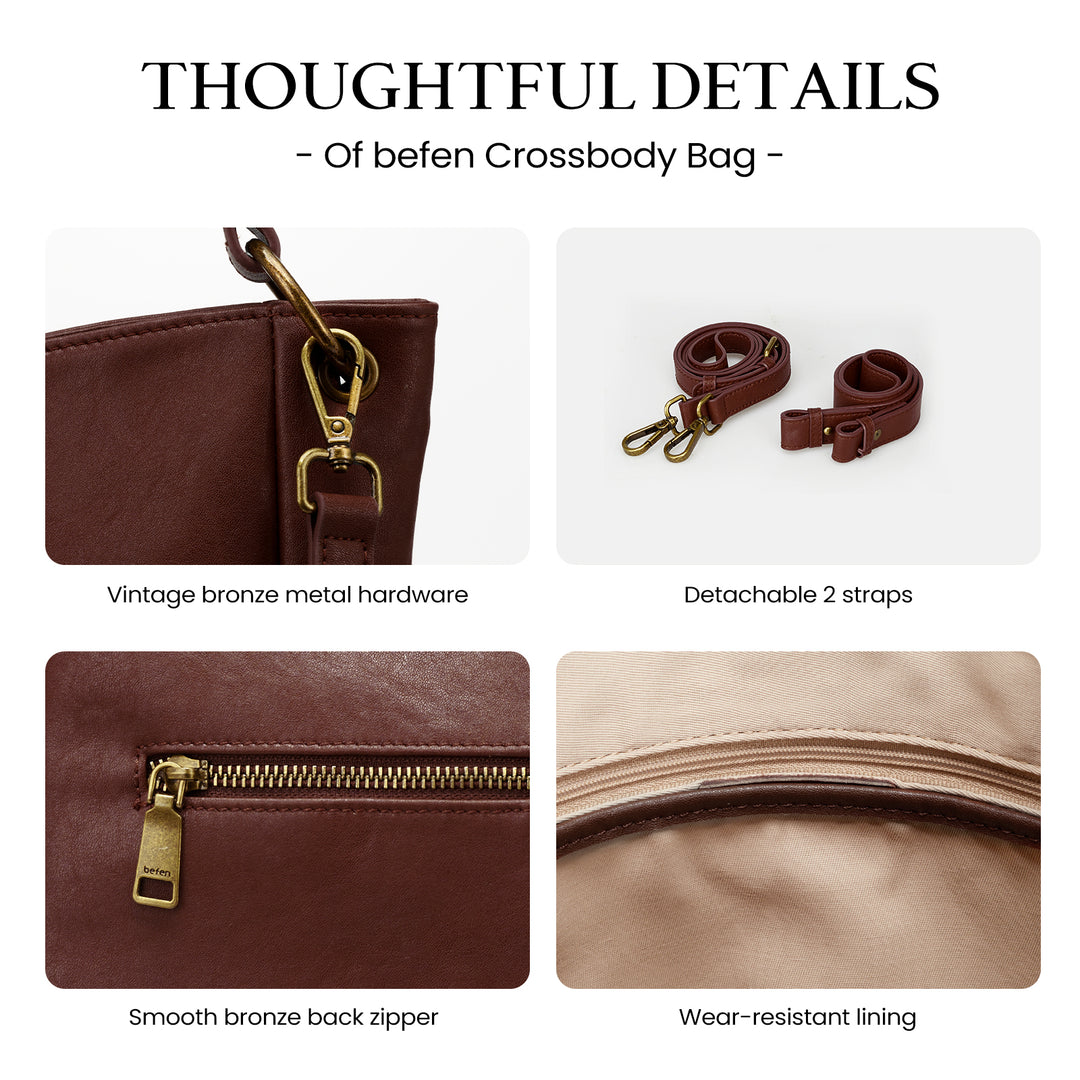 Befen Vintage Leather Hobo with 2 Straps